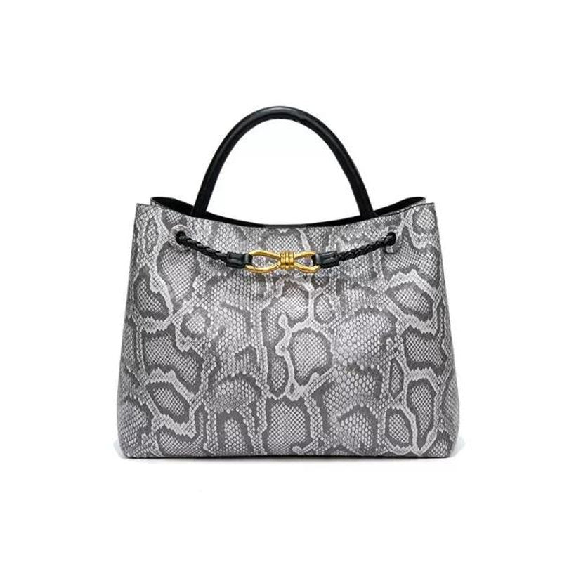 Snake-Print Tote Bag – Large Capacity Women’S Handbag with Butterfly Metal Clasp, Shoulder & Crossbody, Unique Designer Style