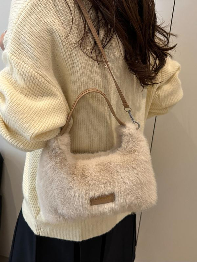 Soft Plush Satchel Bag with Cute Design, Perfect Gift for Girls & Women, Ideal for Fall & Winter Seasons, Casual Style Plain Pattern, Handbag Shoulder Bag