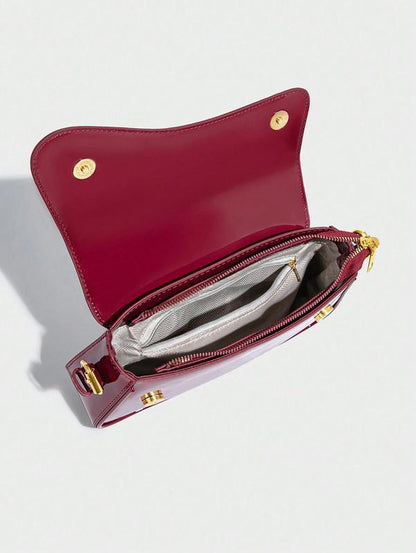 〖Valentines Day〗Women'S Solid Color Shoulder Bag,Valentine’S Day Gift,Fashionable PU Leather Crossbody Bag for Daily Used, Elegant Magnetic Closure Flap Saddle Bag, Casual Trendy Versatile High-Quality Daily Commuting Bag,For Girlfriend