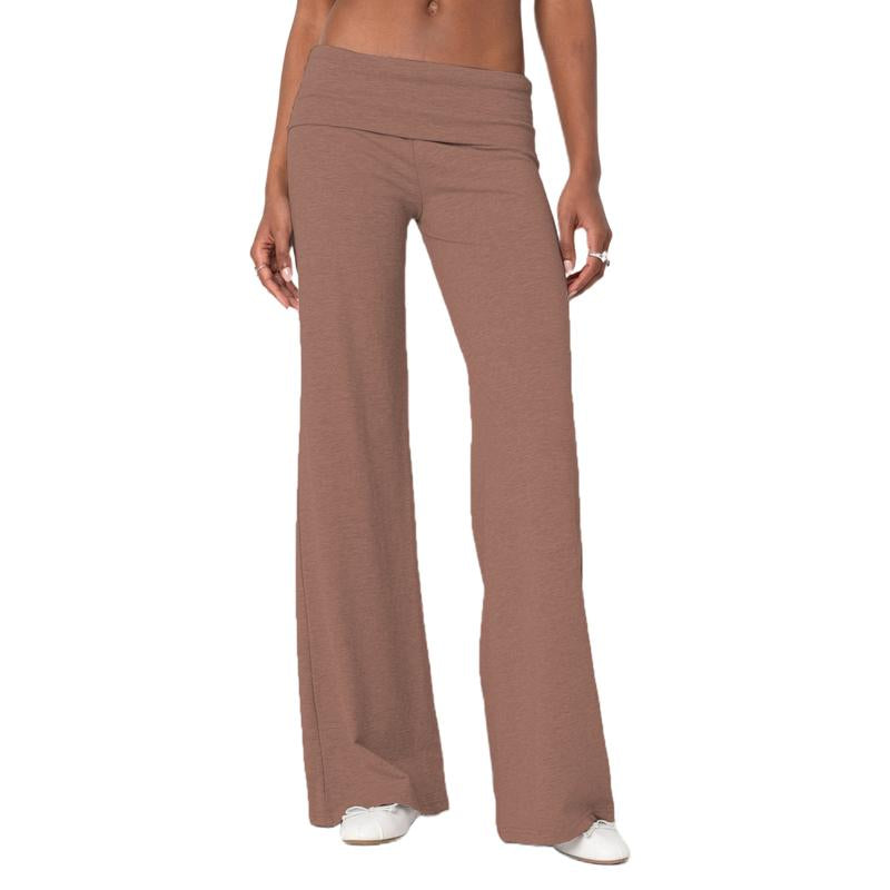 Lounge Yoga Pants for Women Fold over Low Waist Wide Leg Sweatpants Flare Leggings Bell Bottoms Y2K Foldover Pants