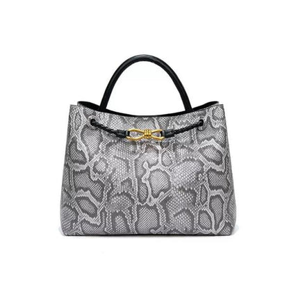 Snake-Print Tote Bag – Large Capacity Women’S Handbag with Butterfly Metal Clasp, Shoulder & Crossbody, Unique Designer Style