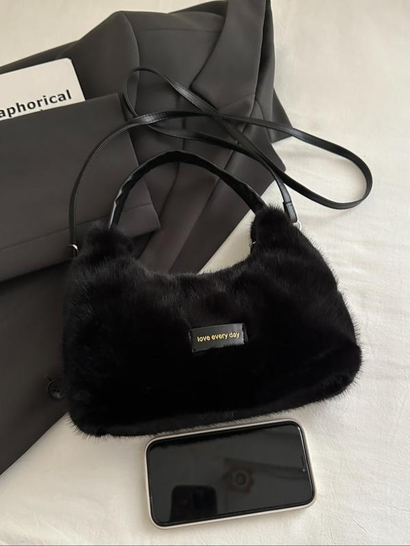 Soft Plush Satchel Bag with Cute Design, Perfect Gift for Girls & Women, Ideal for Fall & Winter Seasons, Casual Style Plain Pattern, Handbag Shoulder Bag