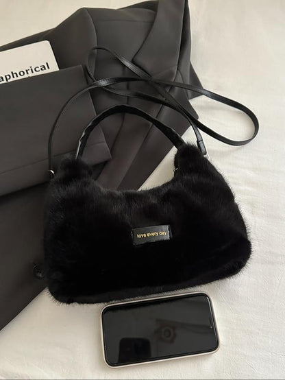 Soft Plush Satchel Bag with Cute Design, Perfect Gift for Girls & Women, Ideal for Fall & Winter Seasons, Casual Style Plain Pattern, Handbag Shoulder Bag
