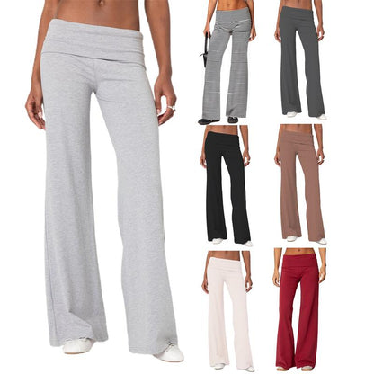 Lounge Yoga Pants for Women Fold over Low Waist Wide Leg Sweatpants Flare Leggings Bell Bottoms Y2K Foldover Pants