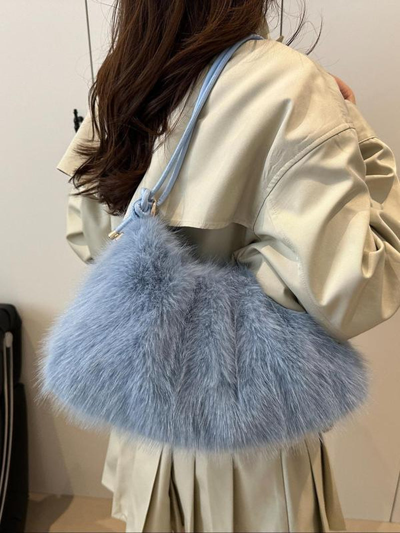 Soft Plush Satchel Bag with Cute Design, Perfect Gift for Girls & Women, Ideal for Fall & Winter Seasons, Casual Style Plain Pattern, Handbag Shoulder Bag