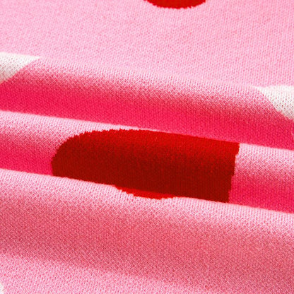 Asvivid Women'S Faux Pearl Embellished Heart Pattern Valentines Day Sweater Tops Long Sleeve Pink Knitwear for Casual Wear Womenswear