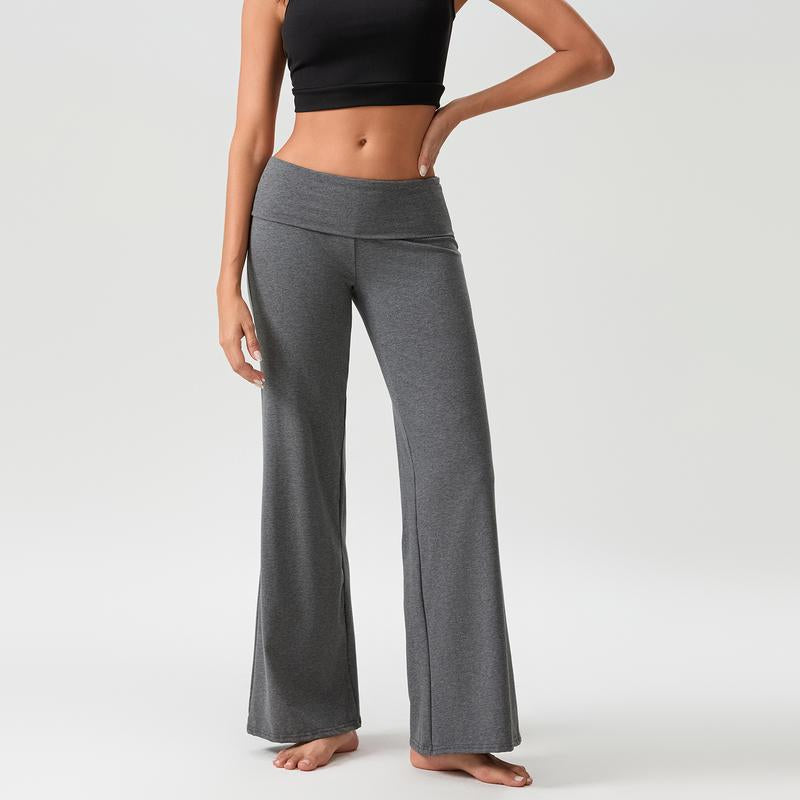 Lounge Yoga Pants for Women Fold over Low Waist Wide Leg Sweatpants Flare Leggings Bell Bottoms Y2K Foldover Pants
