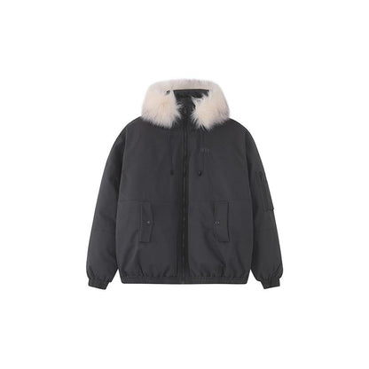 F426 Official Store Winter Warm Large Fur-Collar Utility Parka down Jacket