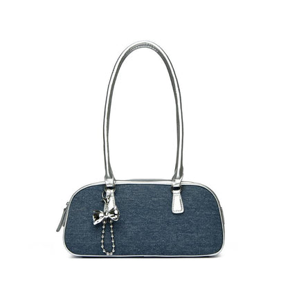 MYHOZEE Bowler Bag Rectangle Shoulder Bag Cute Purse PU Leather Swing Zip Bags Handbags with Bow for Women and Teen Girls