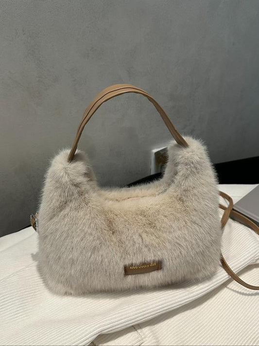 Soft Plush Satchel Bag with Cute Design, Perfect Gift for Girls & Women, Ideal for Fall & Winter Seasons, Casual Style Plain Pattern, Handbag Shoulder Bag