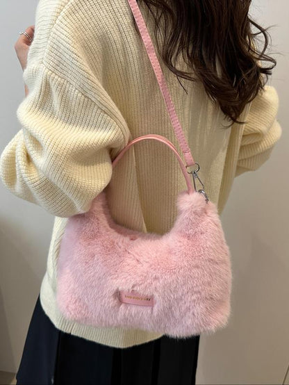 Soft Plush Satchel Bag with Cute Design, Perfect Gift for Girls & Women, Ideal for Fall & Winter Seasons, Casual Style Plain Pattern, Handbag Shoulder Bag